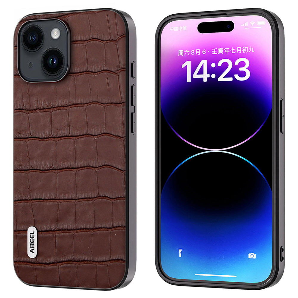 ABEEL til iPhone 15 Plus telefoncover Koskindslæder TPU PC Crocodile Texture Cover ABEEL til iPhone 15 Plus telefoncover Koskindslæder TPU PC Crocodile Texture Cover